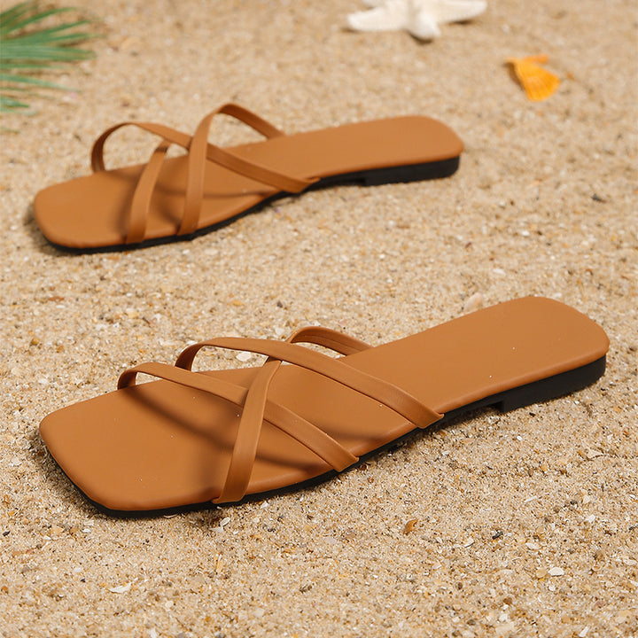 Flat Slippers Strap-cross Summer Beach slippers