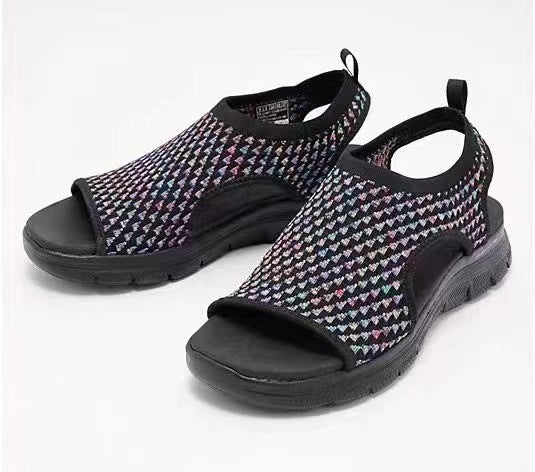 Peep-toe Sandals For Sports Summer Heart-shaped Print Mesh Shoes